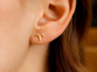 14K Yellow Gold Aries Stud Earrings