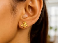 14k Yellow Gold Bee Stud Earrings