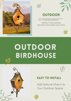 Outdoor Powder Coated Iron Birdhouse with 3-Prong Garden Stake in Copper Finish