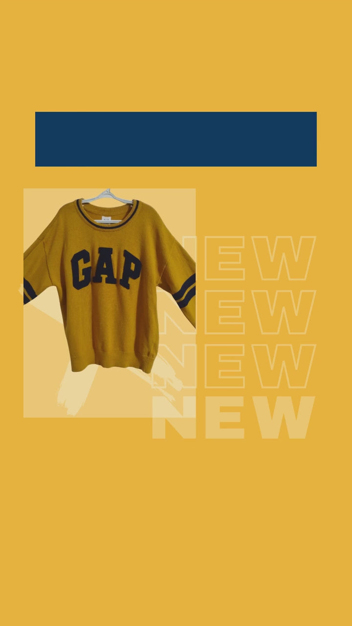 GAP Kids Logo Cotton Crewneck Sweater, Size 10 (L), Yellow