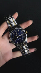 POEDAGAR Luxury Men's Watch - Two-Tone Stainless Steel with Day-Date