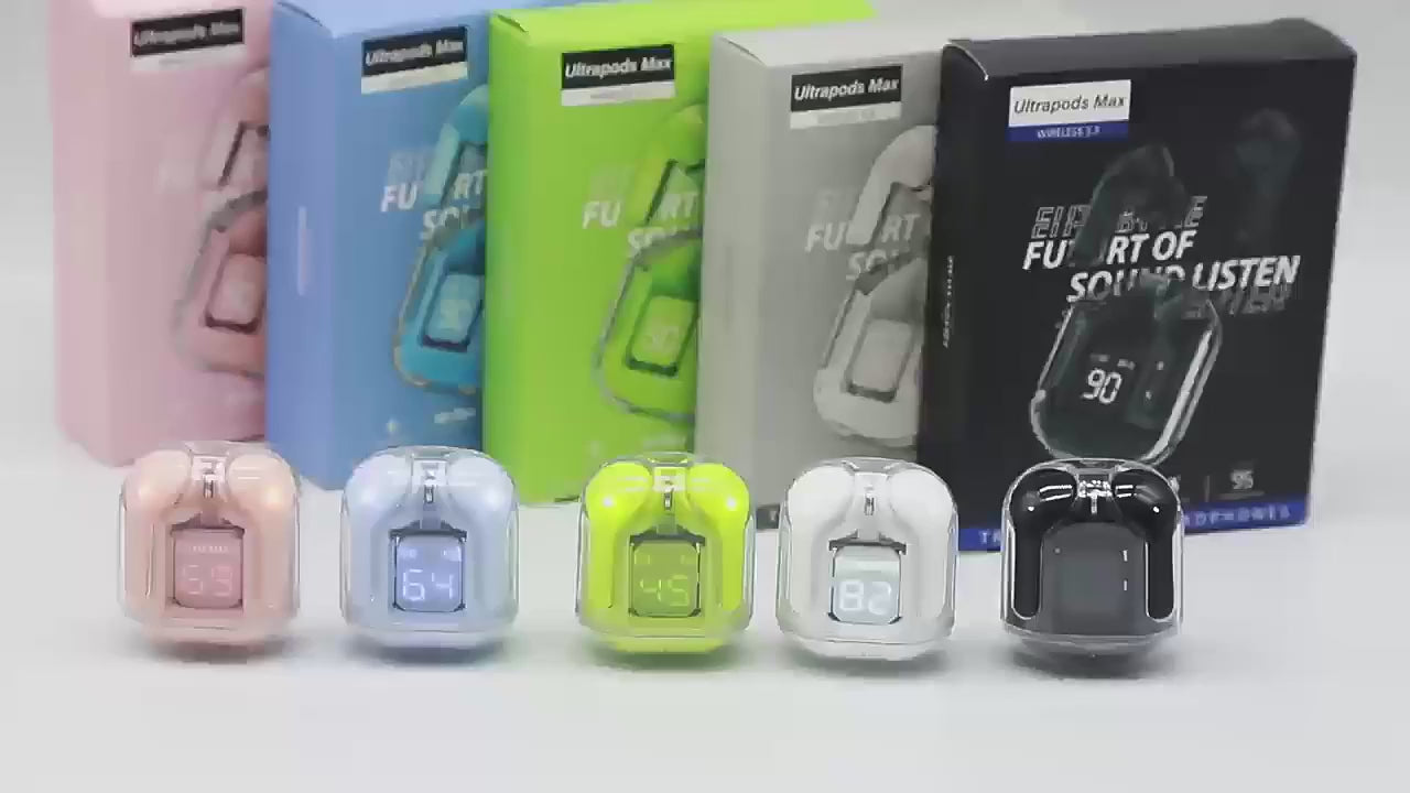 Ultrapods Max Bluetooth Earbuds Hi-Res Sound, Waterproof, Noise Canceling - Neon