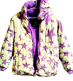 SwissTech Girls’ Puffer Jacket – Purple Star Print, 5T