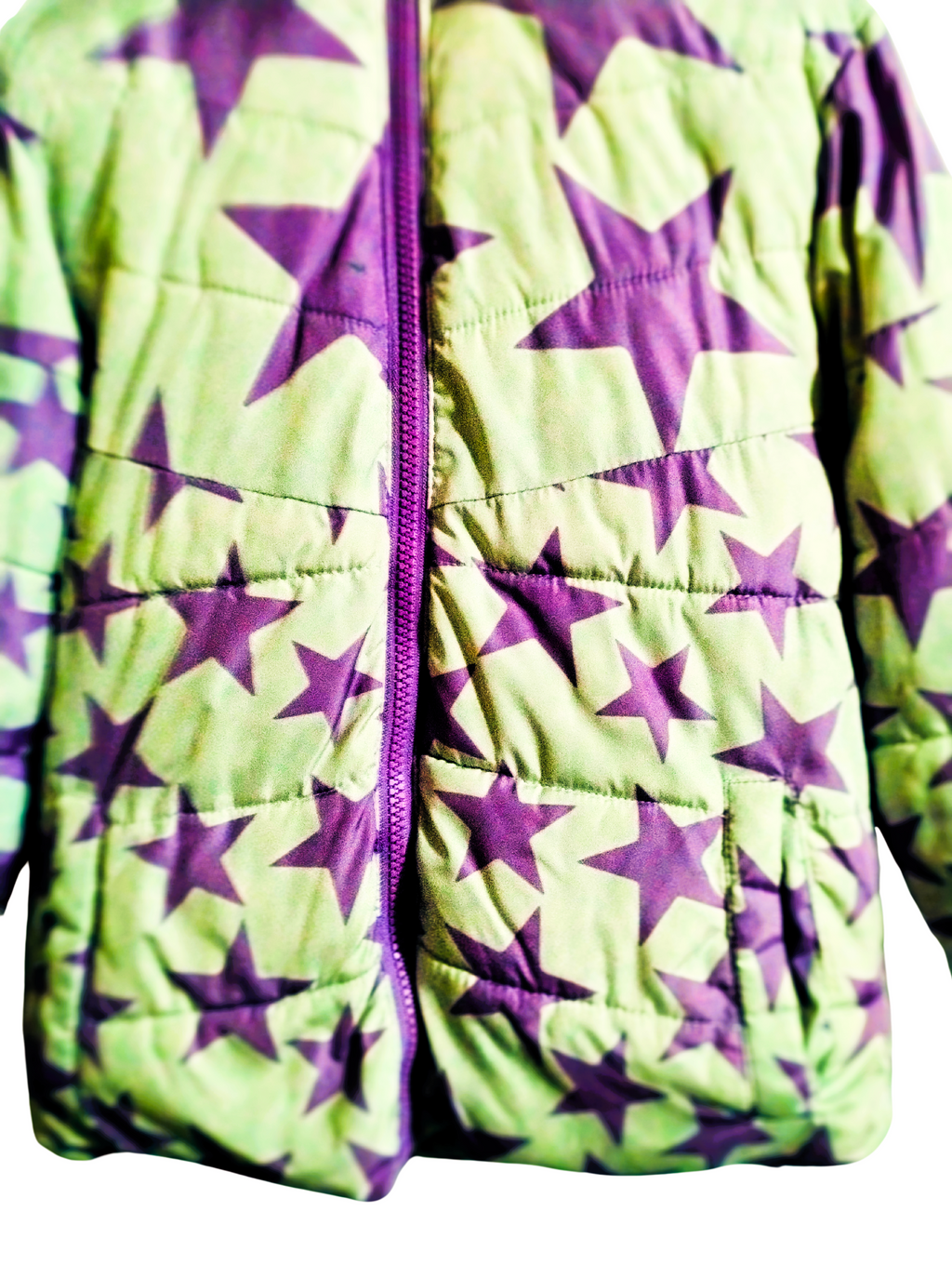SwissTech Girls’ Puffer Jacket – Purple Star Print, 5T