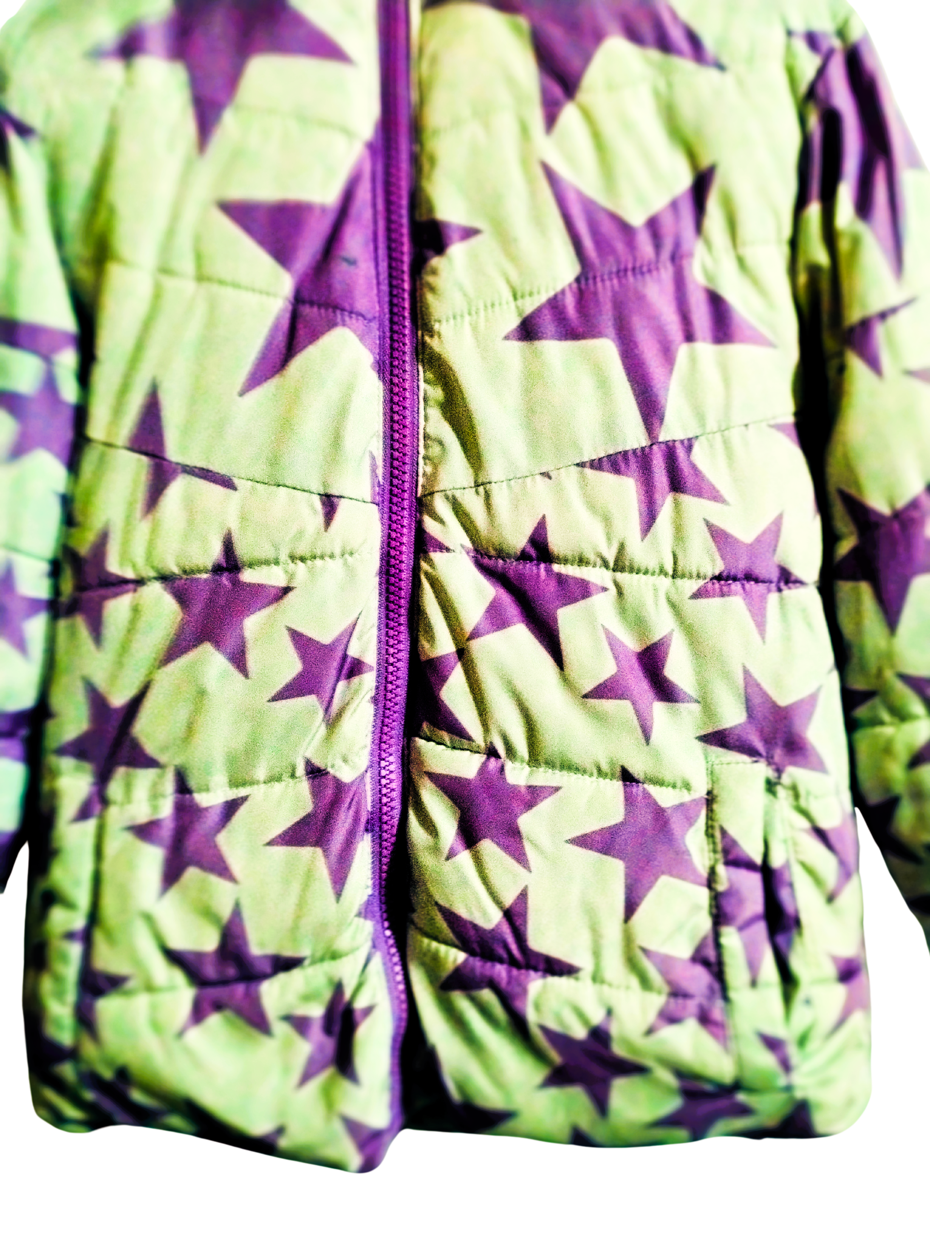 SwissTech Girls’ Puffer Jacket – Purple Star Print, 5T