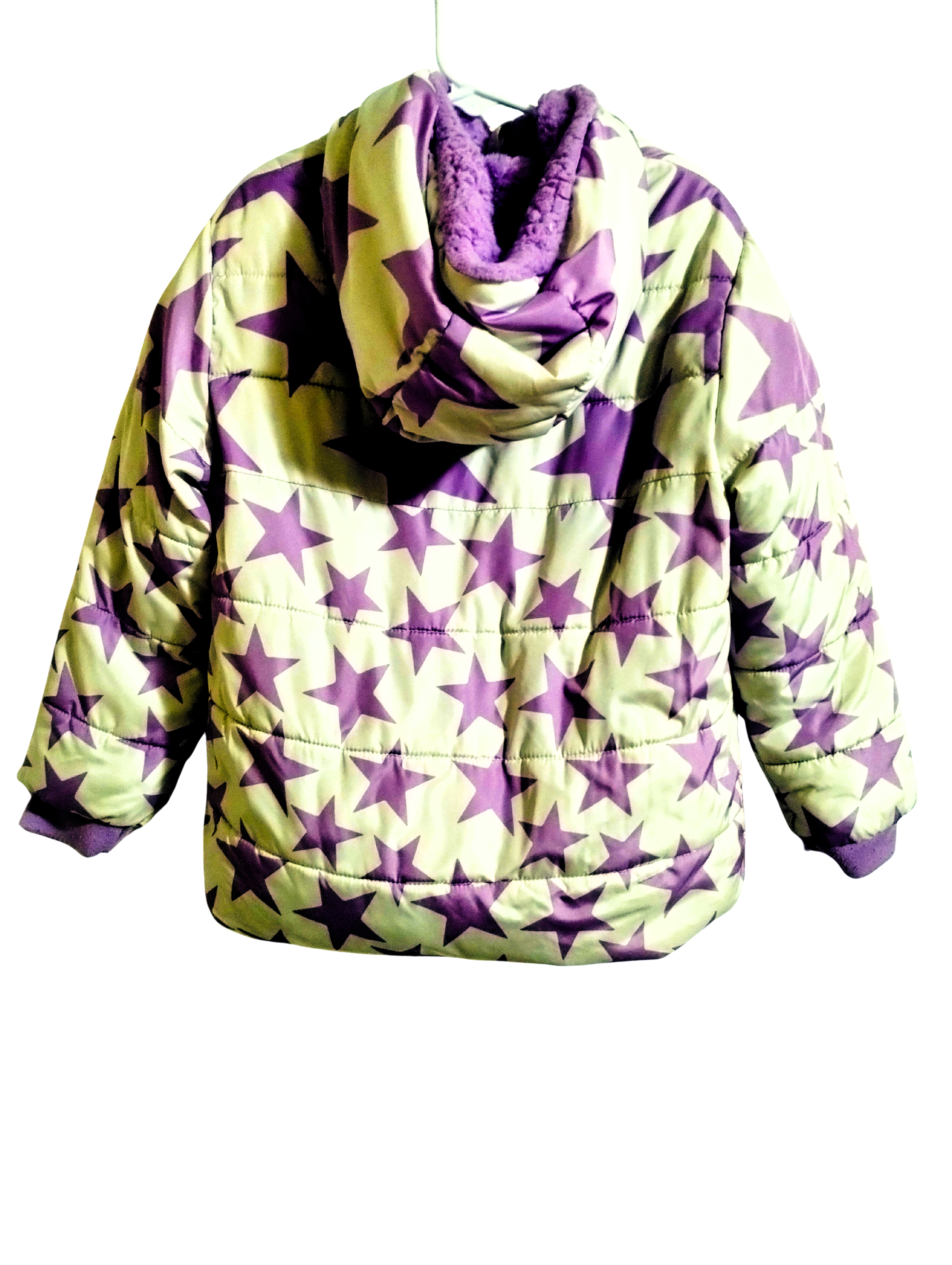 SwissTech Girls’ Puffer Jacket – Purple Star Print, 5T