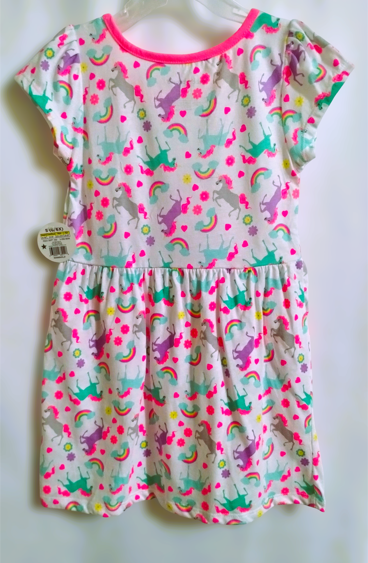 NWT Bobbie Brooks Unicorn Dress - Cotton-Blend, Pink Trim, Sizes XS–M