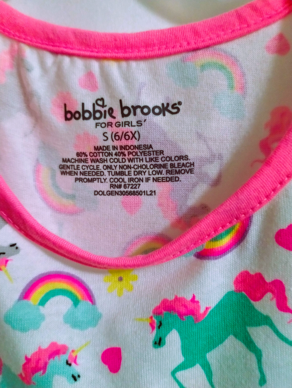 NWT Bobbie Brooks Unicorn Dress - Cotton-Blend, Pink Trim, Sizes XS–M