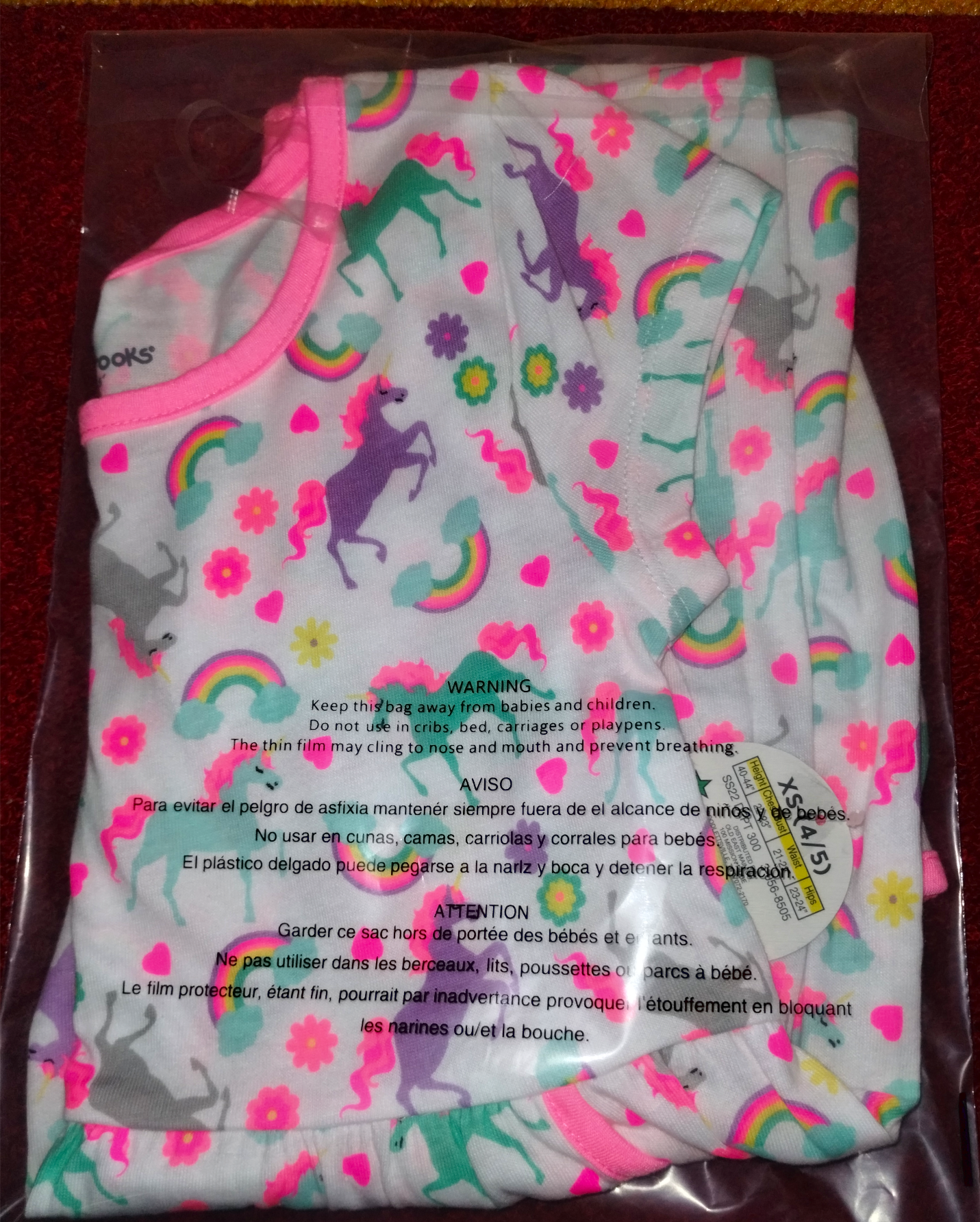 NWT Bobbie Brooks Unicorn Dress - Cotton-Blend, Pink Trim, Sizes XS–M