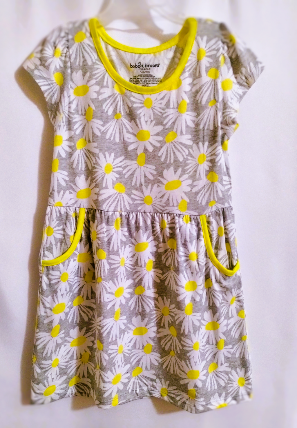 NWT Bobbie Brooks Daisy Print Dress - Gray & Yellow, XS, S, M