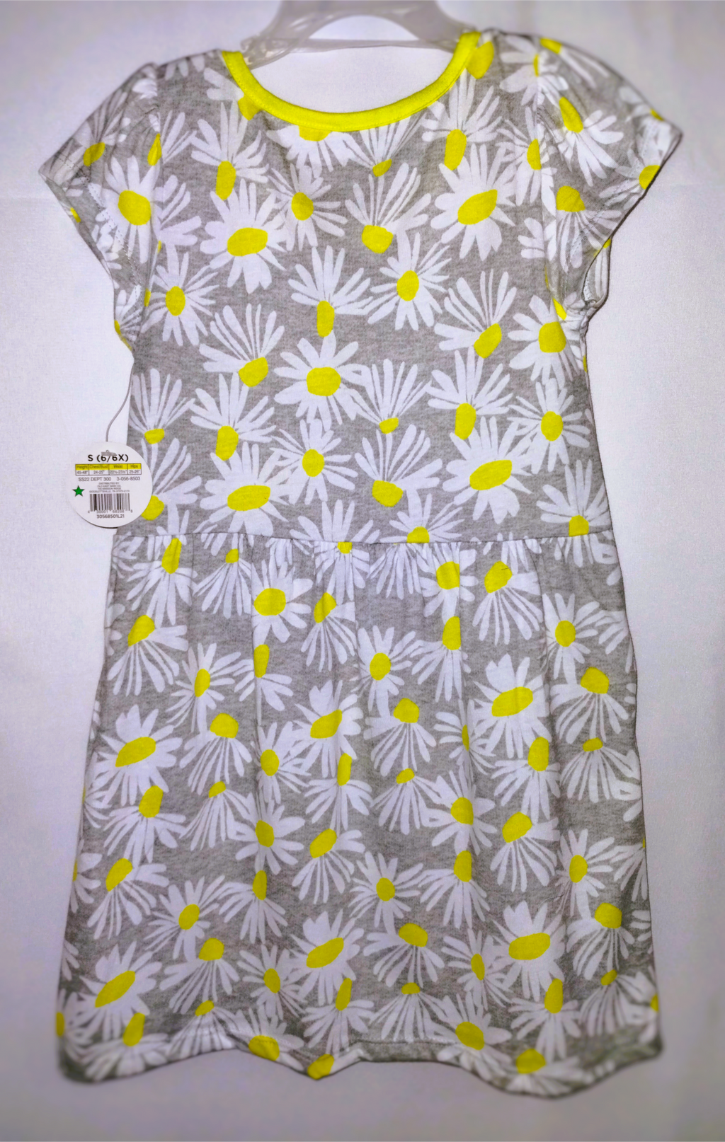 NWT Bobbie Brooks Daisy Print Dress - Gray & Yellow, XS, S, M