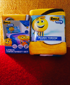 Emoji Movie 3-Piece Twin Sheet Set + Plush Throw Bundle