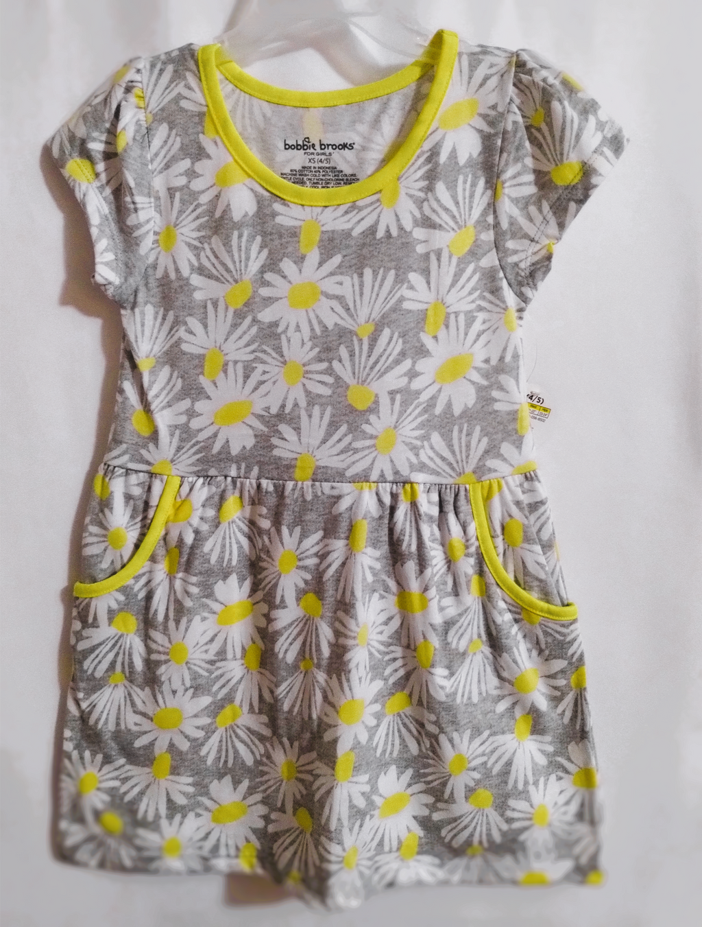 NWT Bobbie Brooks Daisy Print Dress - Gray & Yellow, XS, S, M
