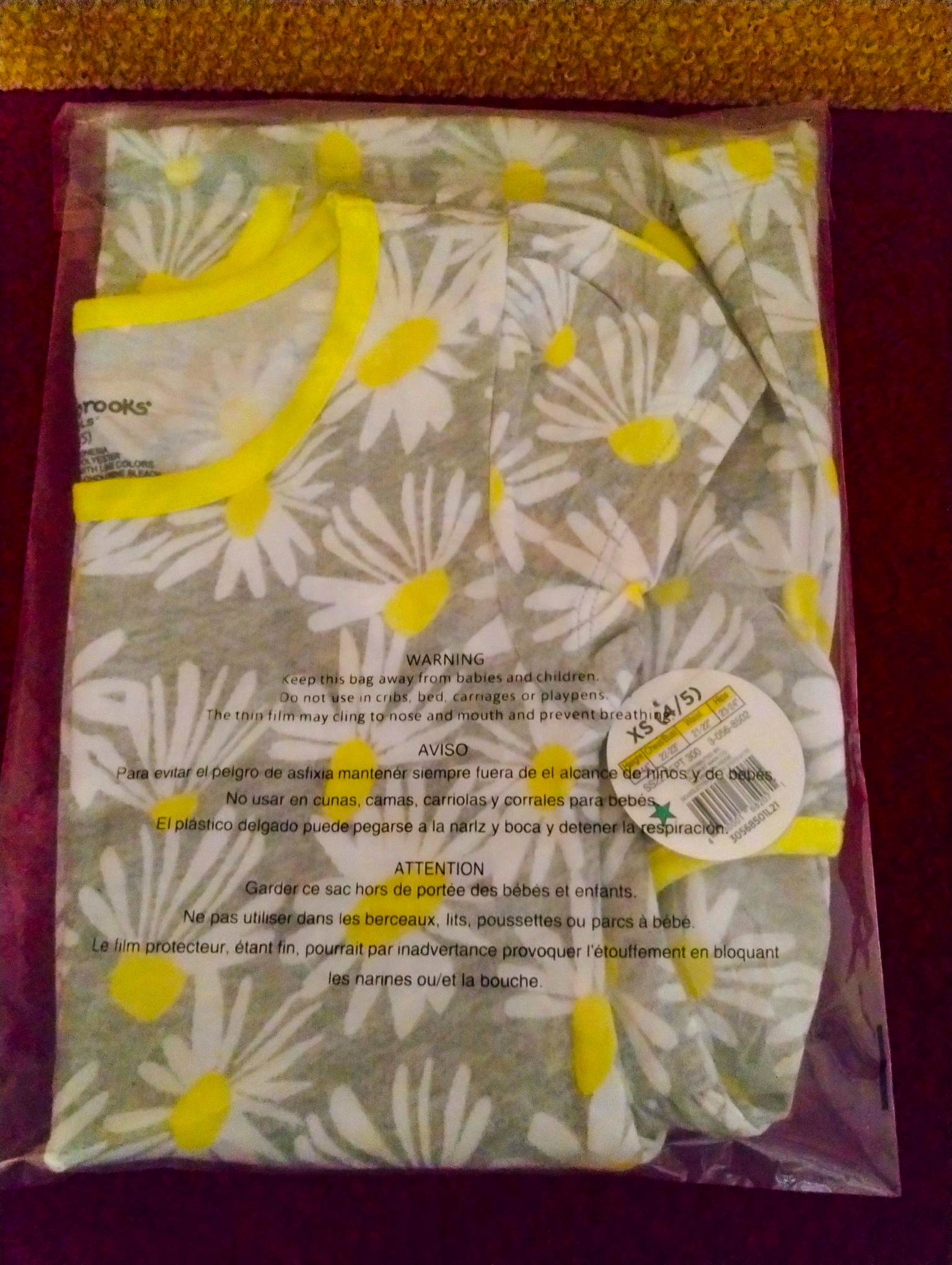 NWT Bobbie Brooks Daisy Print Dress - Gray & Yellow, XS, S, M